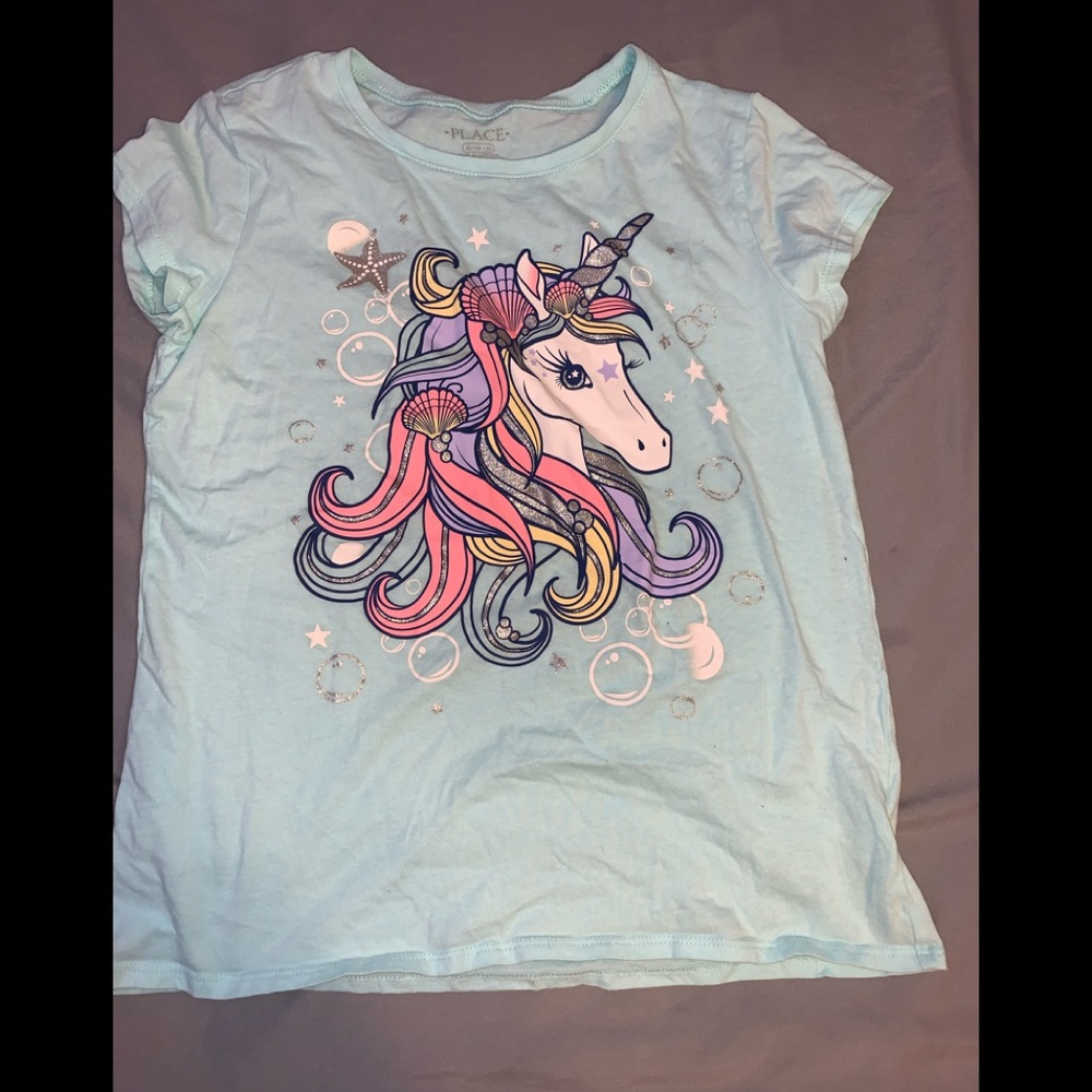 Teal unicorn graphic tee